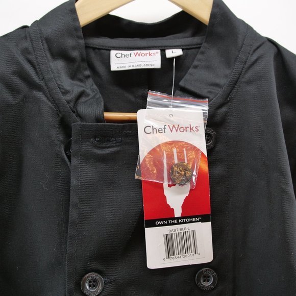 Chef Works Men's Chef Cook Coat‎ - Black - Size L and XL - Picture 2 of 7